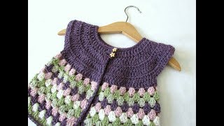 How to crochet a baby  girls granny stripe cardigan [upl. by Hceicjow]