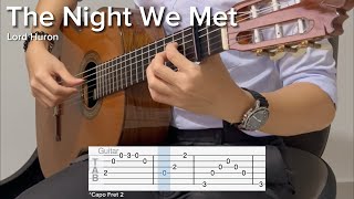 The Night We Met by Lord Huron EASY Guitar Tab [upl. by Mikeb]