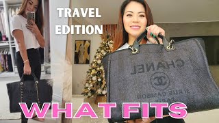 WHATS IN MY CHANEL DEAUVILLE TOTE  Travel Edition [upl. by Manwell]