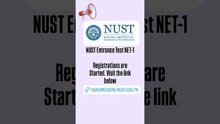 NUST ENTRANCE TEST NET1 December 2024 Registrations are Started nust [upl. by Nelo]