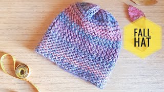 How to Loom Knit a Twisted Stockinette stitch Fall Hat DIY Tutorial [upl. by Berna]