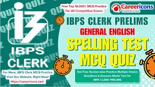 Free Spelling Test MCQ General English Questions Answers PDF IBPS CLERK Prelims 2024 ibps ibpclerk [upl. by Junina400]