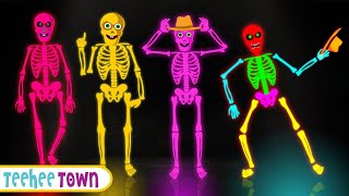 Midnight Adventure Five Skeletons Halloween Song  Spooky Scary Skeleton Songs  Teehee Town [upl. by Earazed]