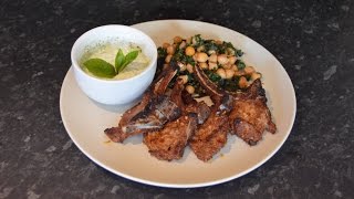 Spicy Lamb Chops wiith Spinach amp Chickpea Side [upl. by Agosto]