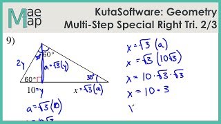 KutaSoftware Geometry MultiStep Special Right Triangles Part 2 [upl. by Nosyaj]