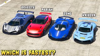 GTA 5  OVERFLOD ZENO vs PARIAH vs DEVESTE EIGHT vs KRIEGER  Which is Fastest [upl. by Caravette65]