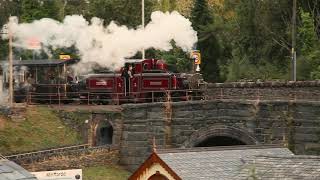 Merddin Emrys leaving Minffordd on the Saturday afternoon of Ffestiniog Bygones 2024 [upl. by Llerref]