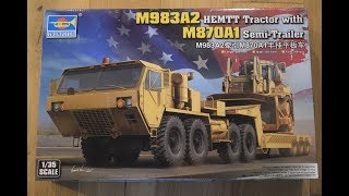 135 Trumpter HEMTT M983A2 w Semi Trailer M870A1 Unboxing 01055 [upl. by Anileva]