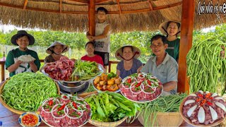 Bò Né Đậu Que Bào Sợi Rau Vườn  Bữa Ăn Gia Đình Quê Trong Nhà Mới Của Con Gái  Beef dodge beans [upl. by Enyehc]