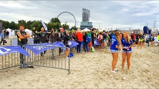 Ironman Triathlon Gdynia 2017 Swim Start and Finish of the last qualified swimmer [upl. by Ahtelahs]