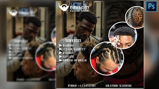 How To Design A Barbing Salon Flyer Using PhotoShop [upl. by Abbott]