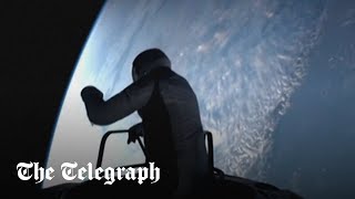 Moment billionaire steps off SpaceX Polaris Dawn in risky private spacewalk [upl. by Ahsekam100]