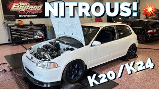 k20k24 Nitrous Civic EG Build finally gets Dyno Tuned 💥 Jroc goes for a test ride [upl. by Aidnis344]