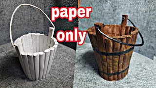 howto make a wooden bucket with paper only  So stellen Sie einen Holzeimer nur aus Papier her [upl. by Rot]