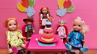 Cousins Birthday  Elsa amp Anna toddlers  cake  fun party  gifts  Barbie dolls  Shopkins [upl. by Nairehs]