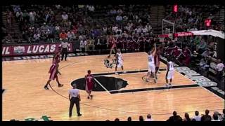 Matt Bonner blocks Shaquille ONeal 10162009 [upl. by Nnylrats]