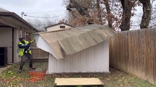 Shed demolition and removal in Arlington Texas Dallas Fortworth arlingtontexas dfw [upl. by Blasien]