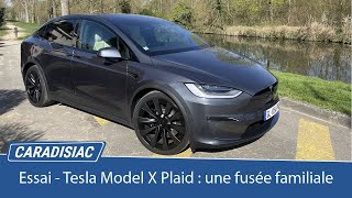 Essai  Tesla Model X Plaid 2023  fusée pour familles nombreuses [upl. by Gnouc]