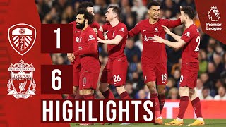 HIGHLIGHTS Leeds United 16 Liverpool  Salah amp Jota double in emphatic display [upl. by Roxy]