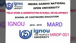 IGNOU MRDP 001 FIELD WORK amp DISSERTATION IN RURAL DEVELOPMENT PROJECT [upl. by Vadnee]