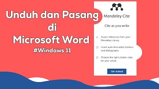 Cara install Mendeley Cite pada Microsoft Word  Windows 11 [upl. by Gunas895]