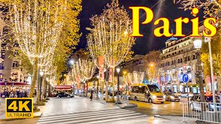 Paris France🇫🇷  Paris Christmas Lights 2023  Christmas Walk 4K  Paris 4K  A Walk In Paris [upl. by Spancake573]