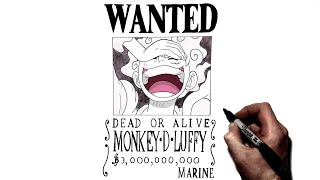 How to Draw Luffy Wanted Poster  Step By Step  One Piece [upl. by Anoirtac947]