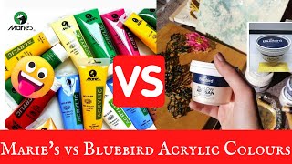 review Maries acrylic colours vs Bluebird Acrylic Colours which one is best 🤔😱 [upl. by Nivla295]