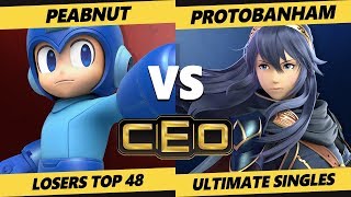 CEO 2019 SSBU  FS  Peabnut Mega Man Vs ProtoBanham Lucina Smash Ultimate Tournament L Top 48 [upl. by Colwell]