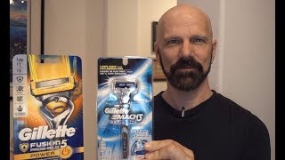 Gillette Razor Comparison Mach 3 Turbo vs Fusion 5 Proshield Power [upl. by Gaynor]