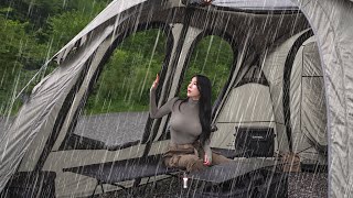 ☔️CAMPING IN HEAVY RAIN WITH A NEW CAR TENTㅣRAIN ASMR [upl. by Hildebrandt]