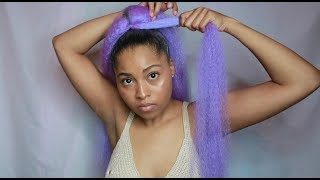 How to Sleek Ponytail Tutorial Natural Hair using Purple Kanekalon Hair  Protective Styling [upl. by Adnohr]