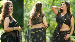 SIRIL Womens Feat Suvangee  Black Chiffon Saree  Amazon India  2023 [upl. by Ataeb347]