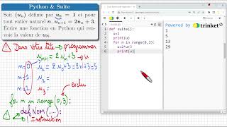 Python amp suite récurrente ♦ fonction qui affiche le nième terme ♦ boucle ♦ for in range ♦ 1ere spé♕ [upl. by Rastus587]