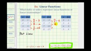 Ex Determine Which Tables Represent a Linear Function or Linear Relationship [upl. by Jacinta]