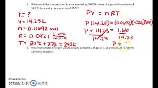 Ideal Gas Law Practice Answers [upl. by Verlee5]