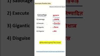 SYNONYMS PRACTICE  Synonyms for SSC CGL CHSL MTS synonyms [upl. by Maxie]