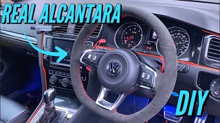 100 Alcantara Steering Wheel Wrap Tutorial  MEWANT AliExpress  Mk7 Golf GTI Mods Interior [upl. by Eniotna]