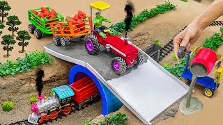 Diy tractor making mini Bridge for Train Construction  diy New Concrete Mixer Bridge [upl. by Eldwun657]