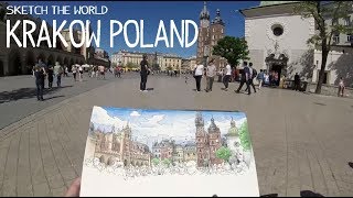 KRAKOW POLAND  Sketch the World  Drawing Krakow Poland by Joshua Boulet [upl. by Osei263]