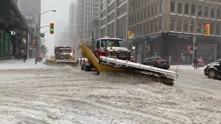 Snow Storm Clean Up Before Covid Bloor Street Toronto Feb 2020 [upl. by Enilrad633]