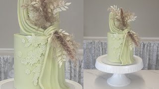 PleatedDraped Fondant Cakes NEVER Get Old And lets throw in some Bas Releif and Dried Floral [upl. by Annaeg]