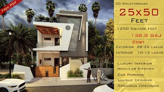 3D Home Design  25x50 West Facing House Plan  Terrace Garden  2550 House Design  HouseDoctorZ [upl. by Lodi]