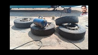 295  80 R 22  5 Tubeless  4  tyre replacement  easy method [upl. by Lletnuahs]