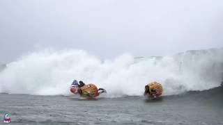 Sumo tube and inflatable surfing shorebreak action in Hossegor [upl. by Rip]