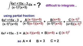 Calculus Integration  Partial Fractions 4 of 16 Case 2 Repeated Linear Factors [upl. by Nomrac400]