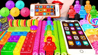 ASMR RAINBOW DESSERTS EDIBLE iPHONE 무지개 디저트 먹는 아이폰 레고 코하쿠토 레인보우 캔디 젤리 스낵 먹방 EATING SOUNDS MUKBANG [upl. by Lesya699]