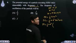 The potential energy of a particle executing SHM varies sinusoidally with frequency f The [upl. by Honeyman]