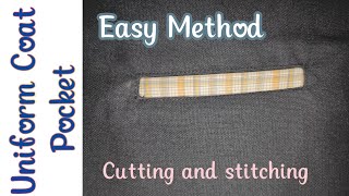 Uniform Coat Pocket cutting and stitching easy method [upl. by Scarlett]