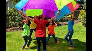 Learn English Colors Parachute Play with Sign Post Kids [upl. by Anelrats]